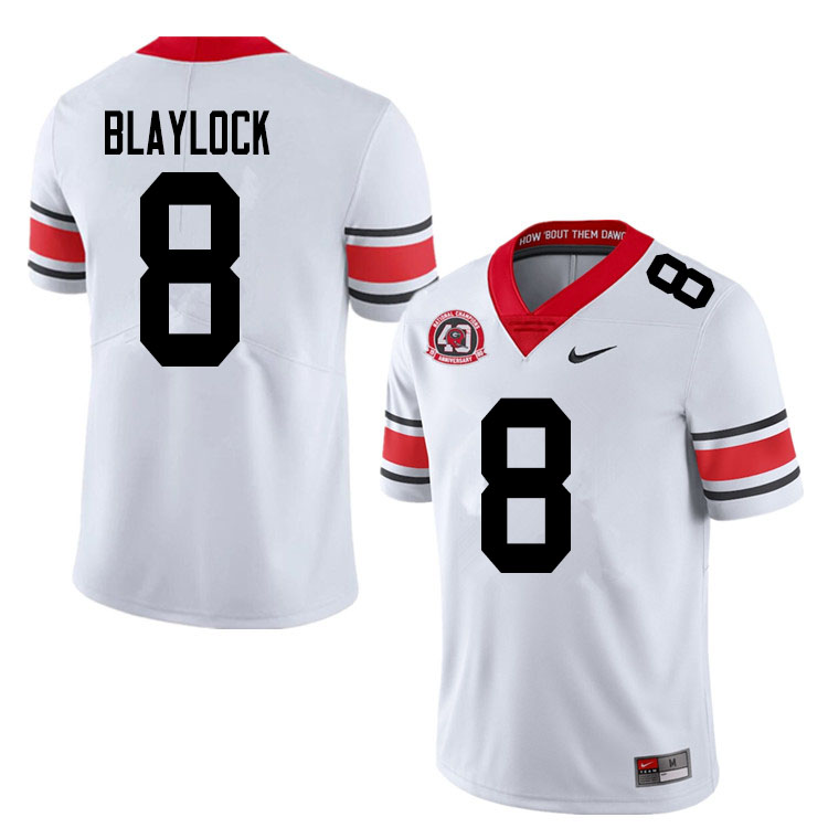Mens #8 Dominick Blaylock Georgia Bulldogs Stitched Nike White Alternate 40th anniversary College Football Game Jersey S-3XL
