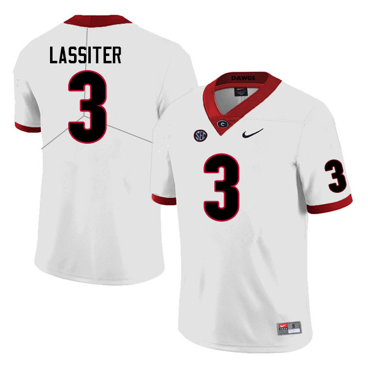 Mens #3 Kamari Lassiter Georgia Bulldogs Stitched Nike White College Football Game Jersey S-3XL