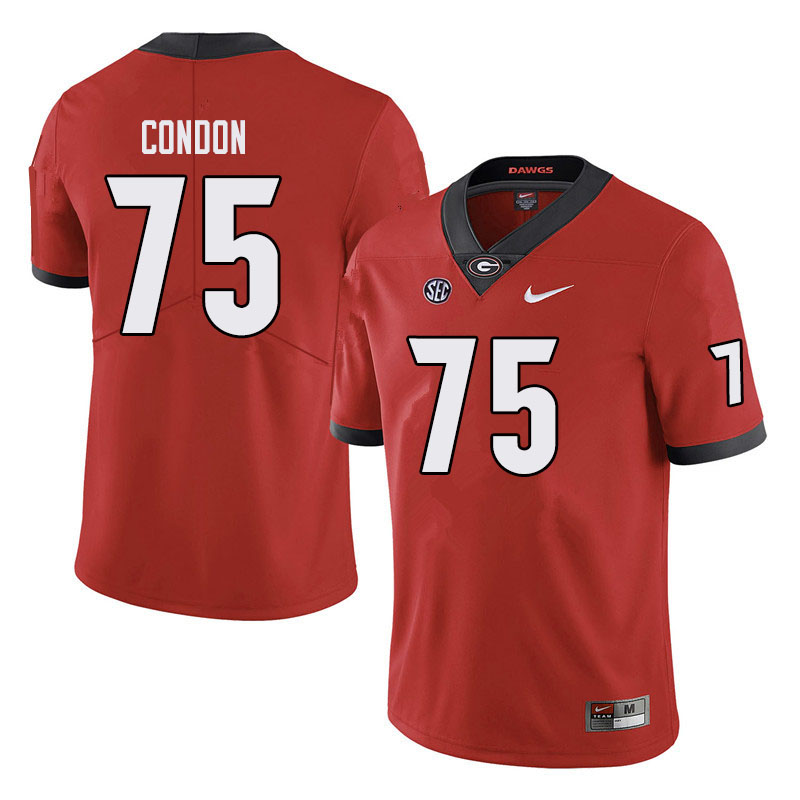 Mens #75 Owen Condon Georgia Bulldogs Stitched Nike Team Color Red College Football Game Jersey S-3XL