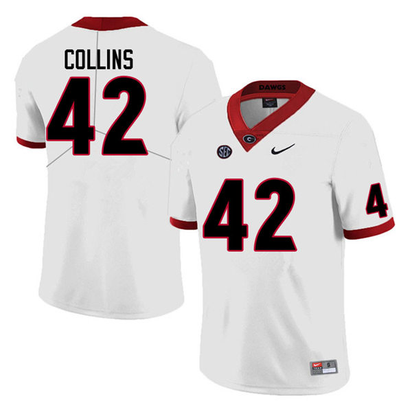 Mens #42 Graham Collins Georgia Bulldogs Stitched College Football Game Jersey White