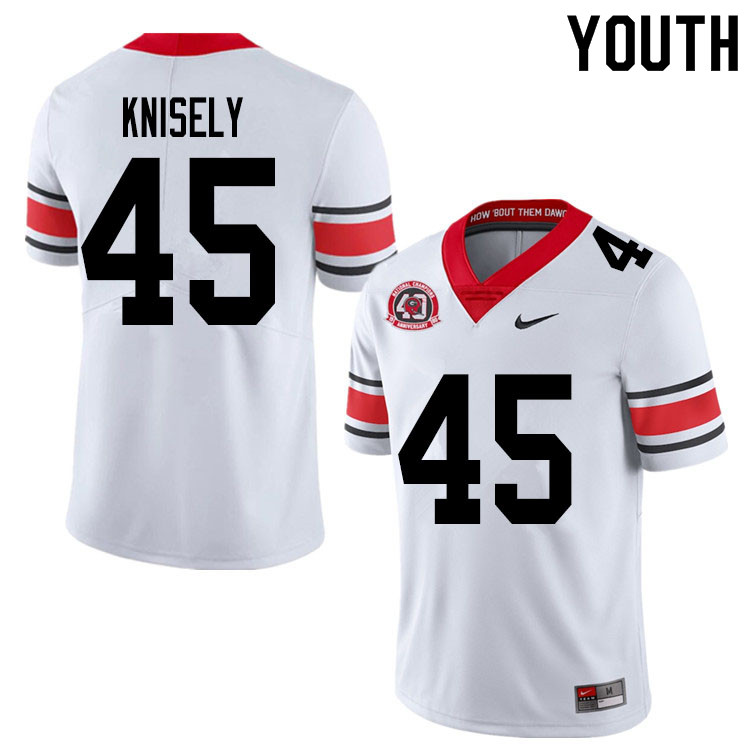 Youths #45 Kurt Knisely Georgia Bulldogs Stitched Nike White Alternate 40th anniversary College Football Game Jersey S-2XL