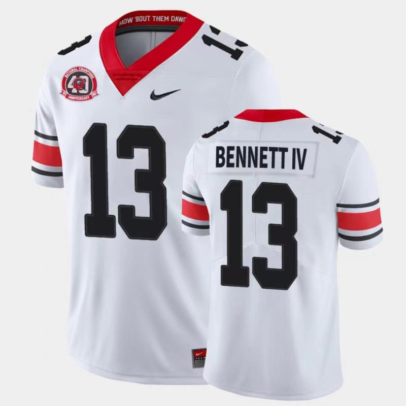 Mens #13 Stetson Bennett Georgia Bulldogs Stitched Nike White Alternate 40th anniversary College Football Game Jersey S-3XL